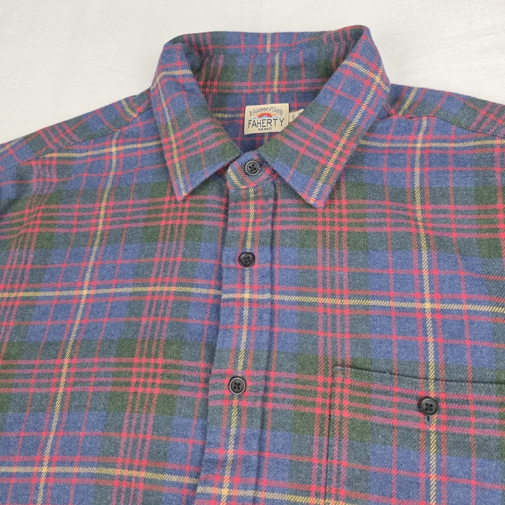 Faherty Legend Sweater Shirt Mens Large Multi Plaid Flannel Organic Cotton - Picture 2 of 10